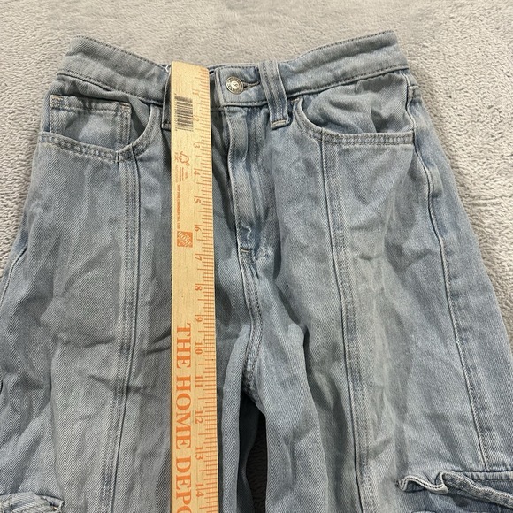 Hollister Cargo Pants Jeans Women XS 27 x 30 Blue Straight Y2K Streetwear - Picture 9 of 11